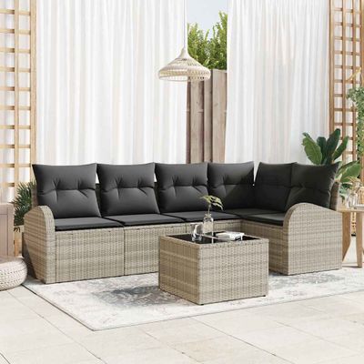 vidaXL Súprava záhradných pohoviek 6 pcs Svetlosivá polyratan