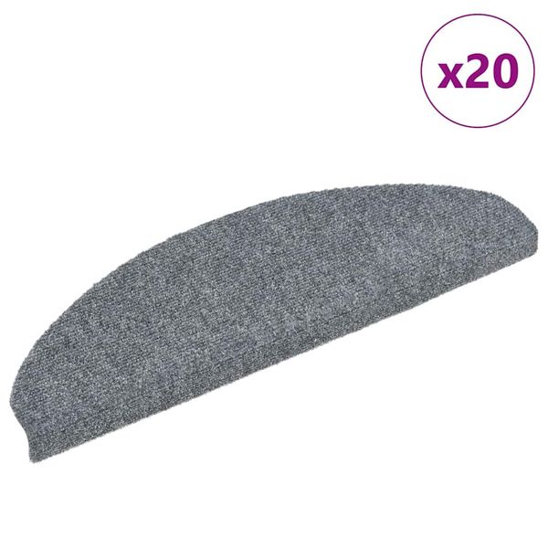 vidaXL Schodové rohože, samolepiace, 20 ks, 65x21x4 cm, svetlosivé, polkruhové, veľké