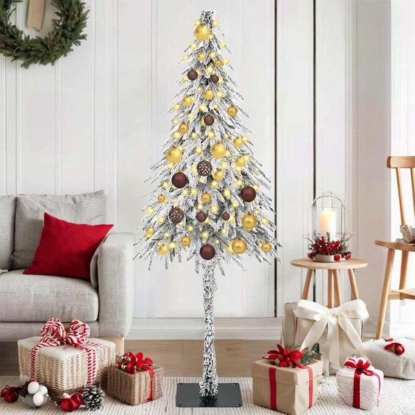 vidaXL Vianočný stromček s 150 LED-i Biela 150 cm PE a oceľ