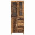 vidaXL Highboard Staré drevo 34,5 x 34 x 180 cm Kompozitné drevo