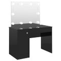vidaXL Toaletný stolík s LED svetlami 110x55x145 cm MDF lesklý čierny