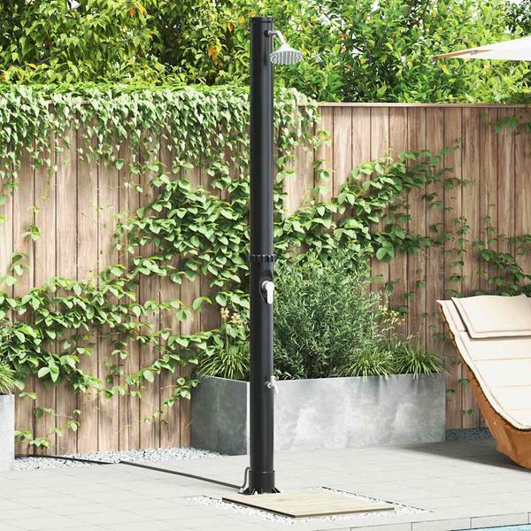 vidaXL Exteriérová slnečná sprcha Čierna 217 cm PVC a hliník
