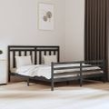 vidaXL Posteľný rám, sivý, drevený masív 180x200 cm, Super King
