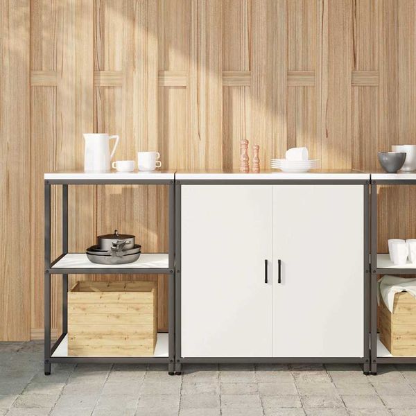 vidaXL Kuchynský úložný set HATTEM 2 pcs Biela Studený valcovaný oceľ
