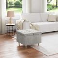 vidaXL Ottoman s Úložným Priestorom Svetlosivá 60 x 60 x 45 cm Zamat