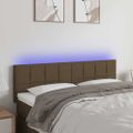 vidaXL Čelo postele s LED tmavohendé 144x5x78/88 cm látka