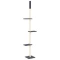 vidaXL Strom pre mačky od podlahy po strop tmavosivý 267,5-297,5 cm