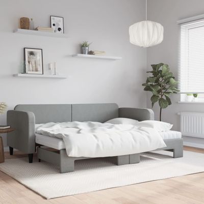 vidaXL Rozkladacia denná posteľ s matracmi bledosivá 80x200 cm látka