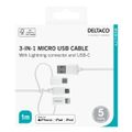 DELTACO IPLH-441, Kábel USB 2.0/C,Mic,Lig