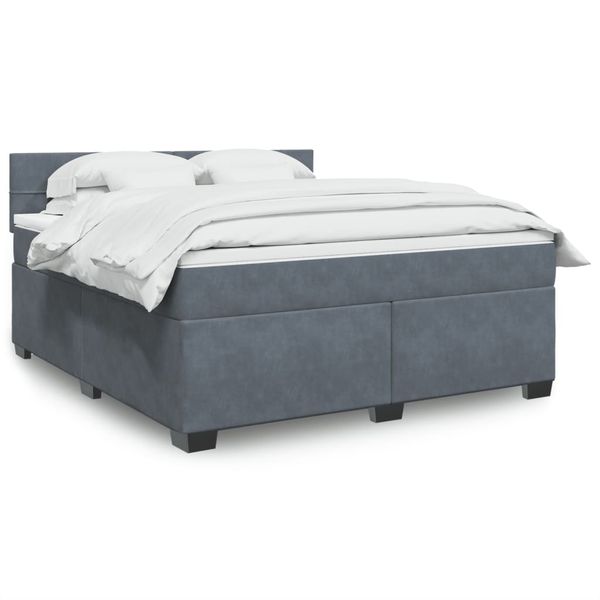 vidaXL Posteľný rám boxspring s matracom tmavosivý 180x200 cm zamat