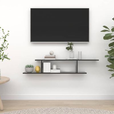 vidaXL Nástenná TV polica, lesklá čierna 125x18x23cm, kompozitné drevo