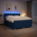 vidaXL Posteľ s boxspringom a matracom a LED Modrá 140 x 190 cm Látka