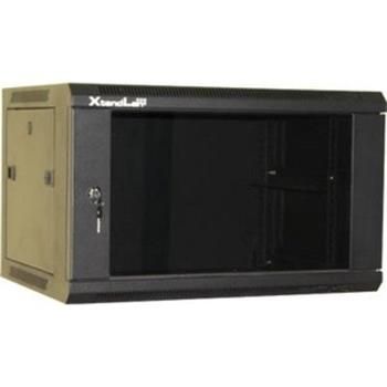 XtendLan 9U/600x450, na zeď, jednodílný, rozložený, skleněné dveře, černý Rozvadec, 19", na stenu, jednodílný, rozložený, výška 9U, 600 x 450, sklenené dvere, kourové sklo, nosnost 60kg, cerný