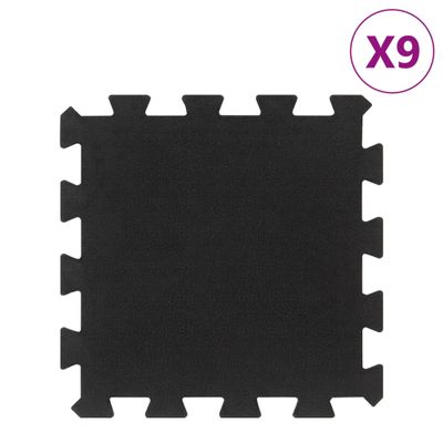 vidaXL Gumové podlahové dlaždice 9 ks čierne 16 mm 30x30 cm