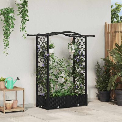 vidaXL Vyvýšený záhon s mriežkou a strechou Čierna 124 x 40 x 123 cm