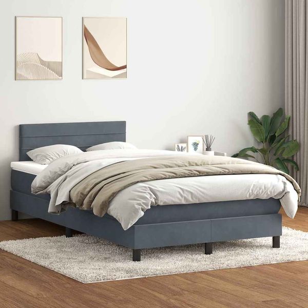 vidaXL Posteľný rám boxspring s matracom tmavosivý 120x220 cm zamat