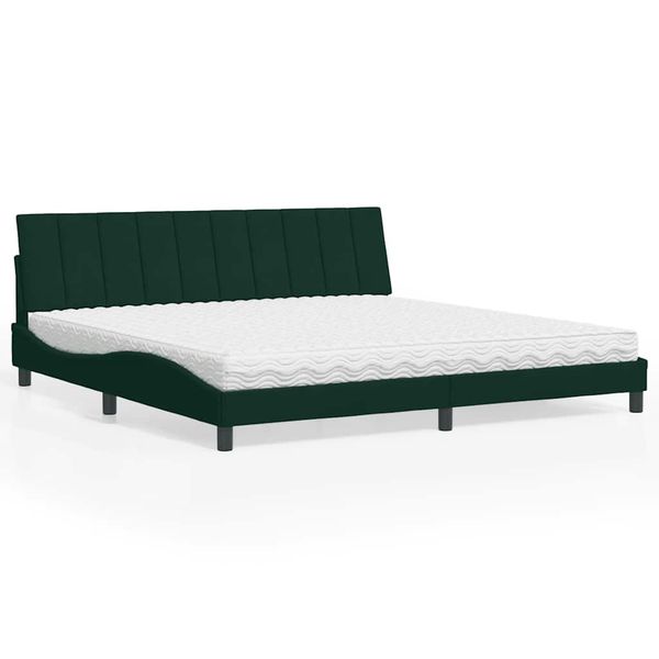 vidaXL Posteľ s matracom Hanko tmavozelený 200x200 cm zamat
