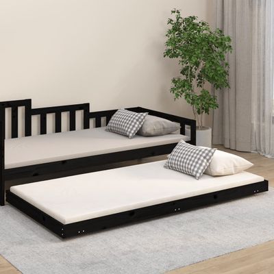 vidaXL Posteľný rám čierny 90x200 cm masívna borovica