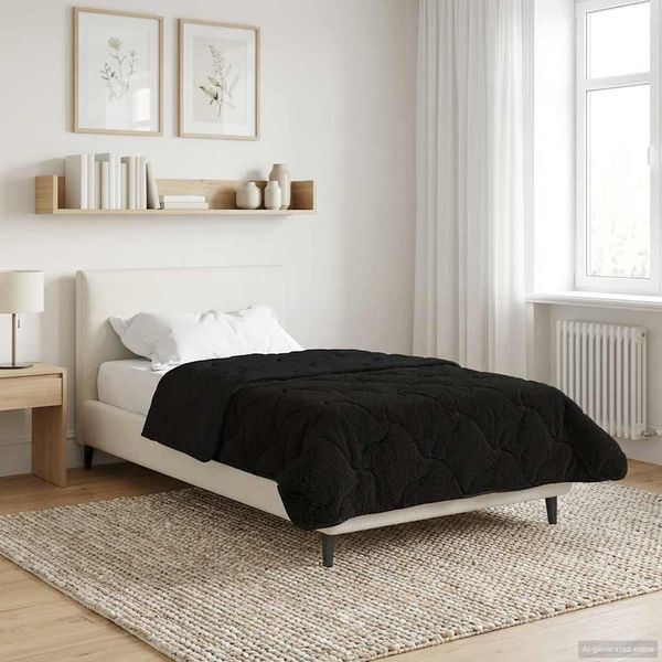 vidaXL Zimný prehoz Čierna 155 x 200 cm Mikrofáza a Teddy fleece