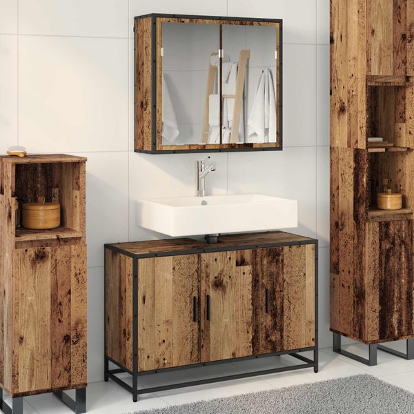 vidaXL Sada kúpeľňového nábytku 2 pcs Staré drevo Kompozitné drevo