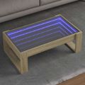 vidaXL Konferenčný stolík s nekonečnými LED dub sonoma 90x53x30 cm