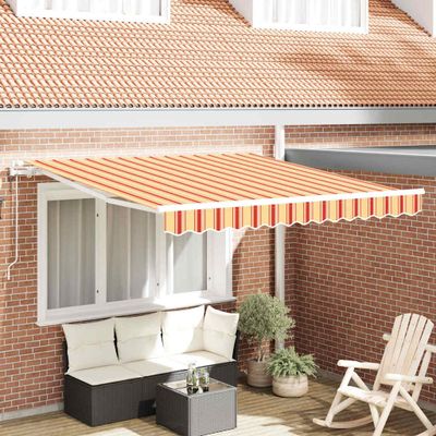 vidaXL Sklopná markíza Žltá a oranžová 350 x 250 cm Tkanina a hliník