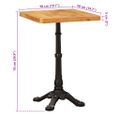 vidaXL Bistro stôl 50 x 50 x 76 cm Masívne mango drevo Hnedá Štvorcový