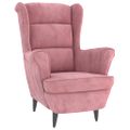vidaXL Kreslo wingback s podnožkou ružové zamatové