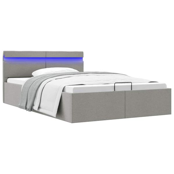 vidaXL Hydraulický posteľný rám+úložný priestor, LED, látka 120x200 cm