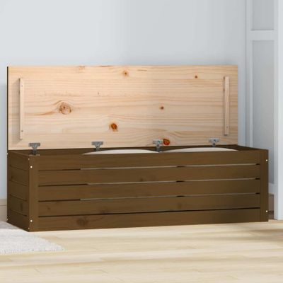 vidaXL Úložný box medovo-hnedý 109x36,5x33 cm masívna borovica