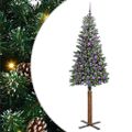 vidaXL Úzky vianočný stromček s 300 LED-i so stojanom Zelená 210 cm