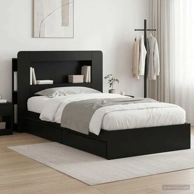 vidaXL Rám postele so skladom Čierna 90 x 190 cm Kompozitné drevo