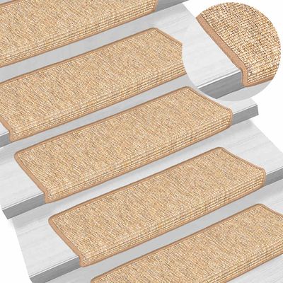 vidaXL Schodové rohože 15 ks 65x21x4 cm svetlohnedé s obdĺžnikovým okrajom