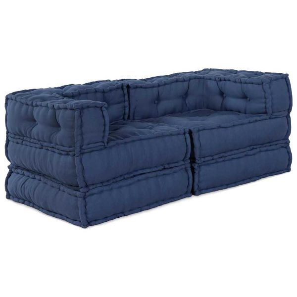 vidaXL Modulová pohovka 2 pcs Indigo 140 x 70 x 56 cm Látka