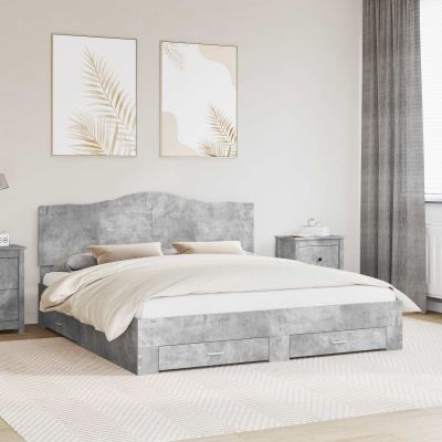 vidaXL Rám postele Betónová šedá 200 x 200 cm Kompozitné drevo