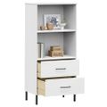 vidaXL Knižnica s 2 zásuvkami biela 60x35x128,5 cm masívne drevo OSLO