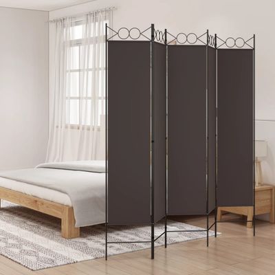 vidaXL 5-panelový paraván hnedý 200x200 cm látkový
