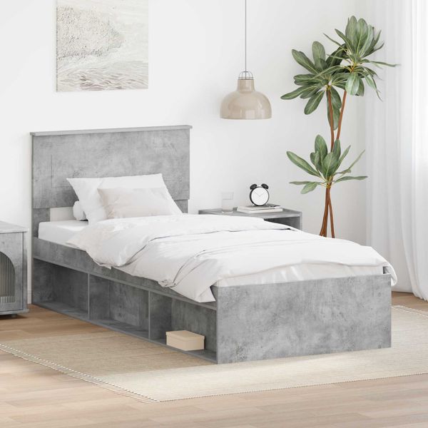 vidaXL Rám postele Betónová šedá 100 x 200 cm Kompozitné drevo