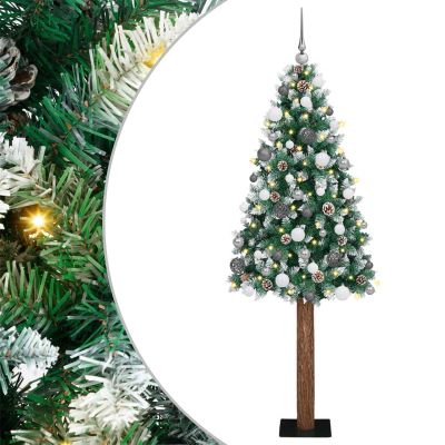 vidaXL Úzky vianočný stromček s 300 LED-i so stojanom Zelená 210 cm