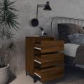 vidaXL Nočné stolíky s kovovými nohami 2 ks hnedý dub 40x35x69 cm