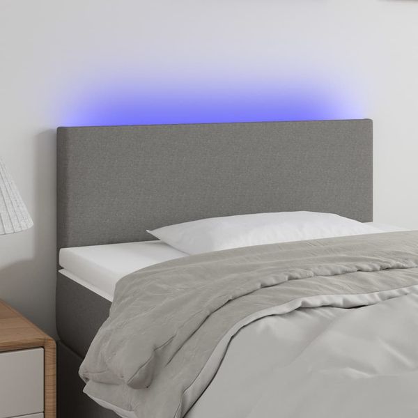 vidaXL Čelo postele s LED tmavosivé 100x5x78/88 cm látka