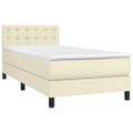 vidaXL Boxspring posteľ s matracom a LED krémová 100x200 cm umelá koža