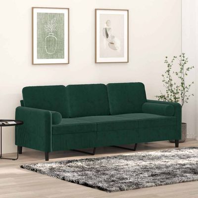 vidaXL 3-miestna pohovka s vankúšmi tmavozelená 180 cm zamat