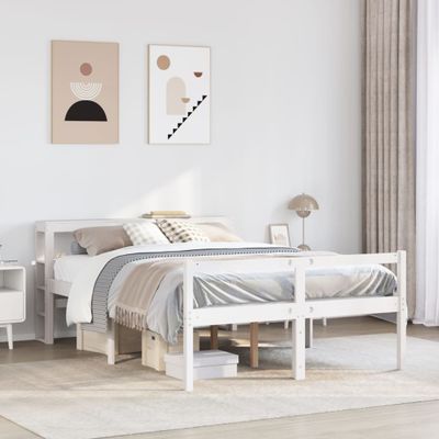 vidaXL Posteľný rám pre seniorov čelo biely 135x190cm borovicový masív