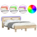 vidaXL Rám postele s LED pásikmi Sonoma 137 x 190 cm Kompozitné drevo