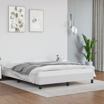 vidaXL Posteľný rám biely 140x200 cm umelá koža