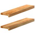 vidaXL Okenný parapet 2 ks svetlohnedá 70x15x2 cm dubový masív
