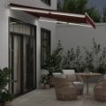 vidaXL Ručne zaťahovacia markíza s LED burgundská 350x250 cm