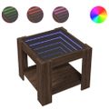 vidaXL Konferenčný stolík s LED hnedý dub 53x53x45 cm kompozit. drevo
