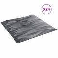 vidaXL Nástenné panely 24 ks 50 x 50 cm Kameňovo šedá XPS Pena